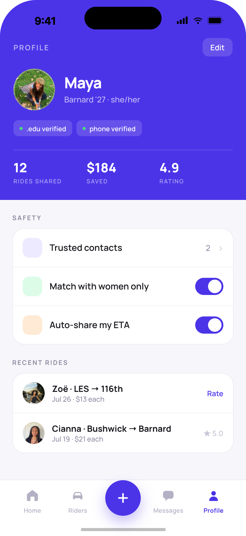 Profile page