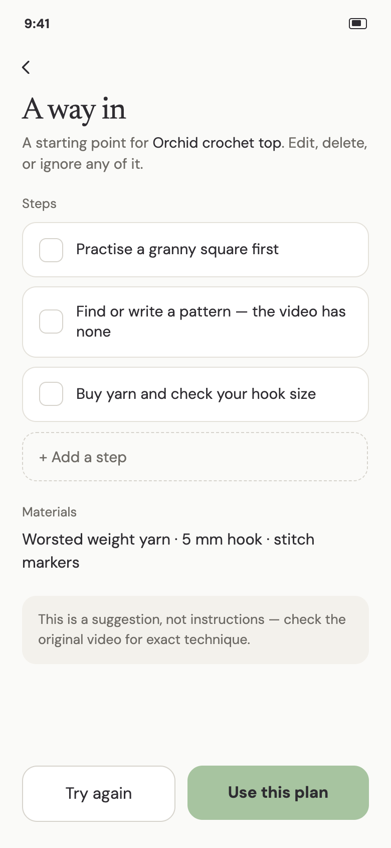 Task & AI plan